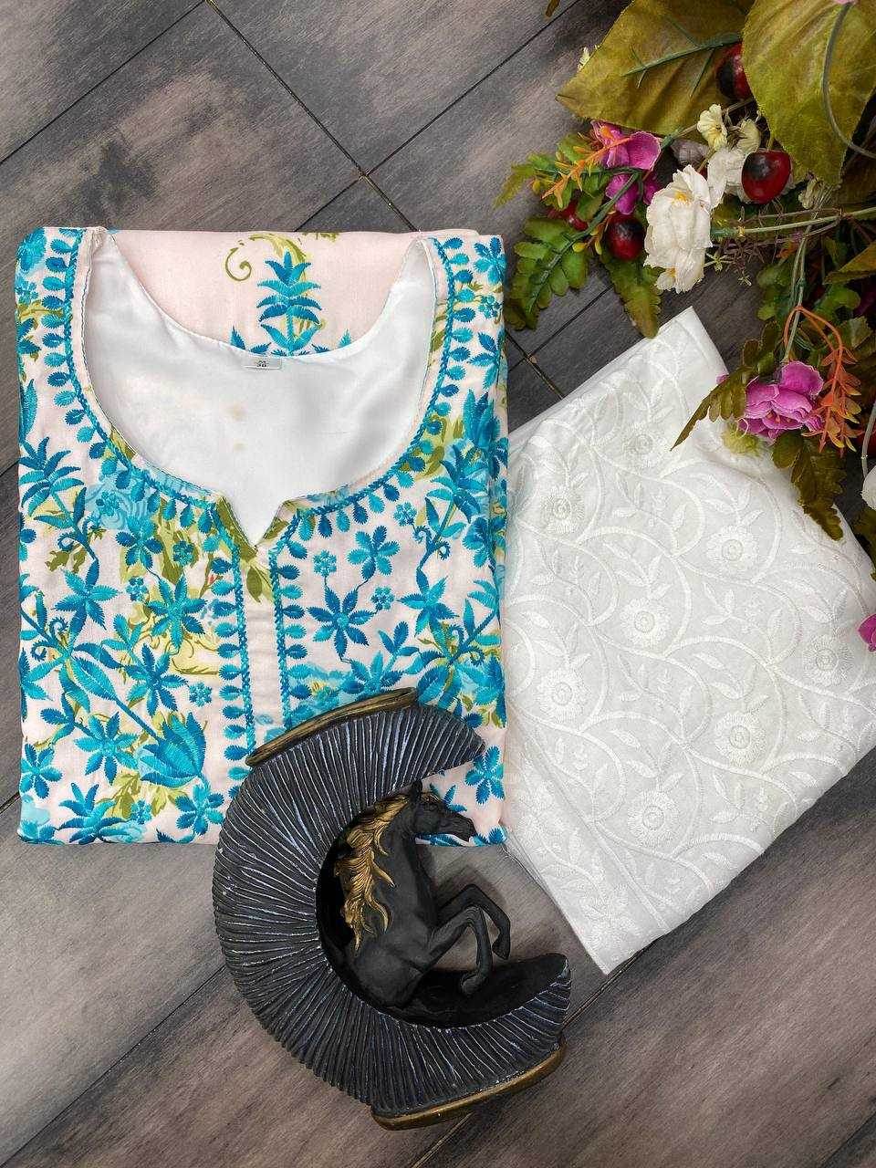 RAYON EMBROIDERED KURTIS WITH BOTTOM - MYLUXURY LANE ENTERPRISE